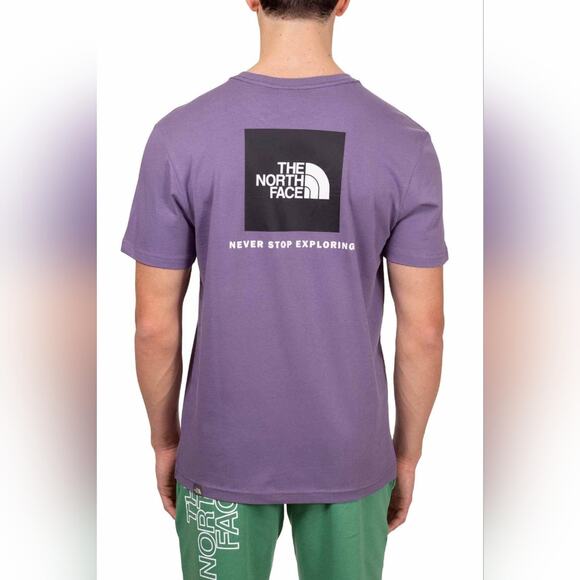 The North Face Purple Shortsleeve Red Box Logo Violet T-Shirt Mens XL - Picture 1 of 11